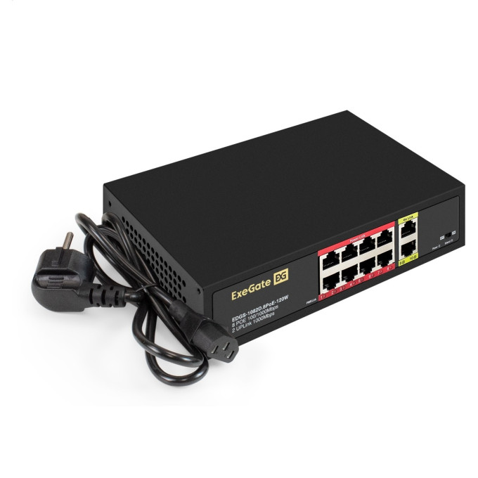 Коммутатор неуправляемый EXEGATE EDGS-1082D.8POE-120W EX299028RUS